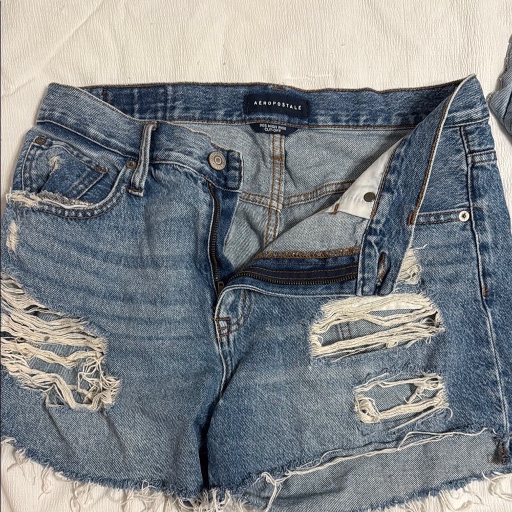 Aeropostale Blue Distressed Jean Shorts